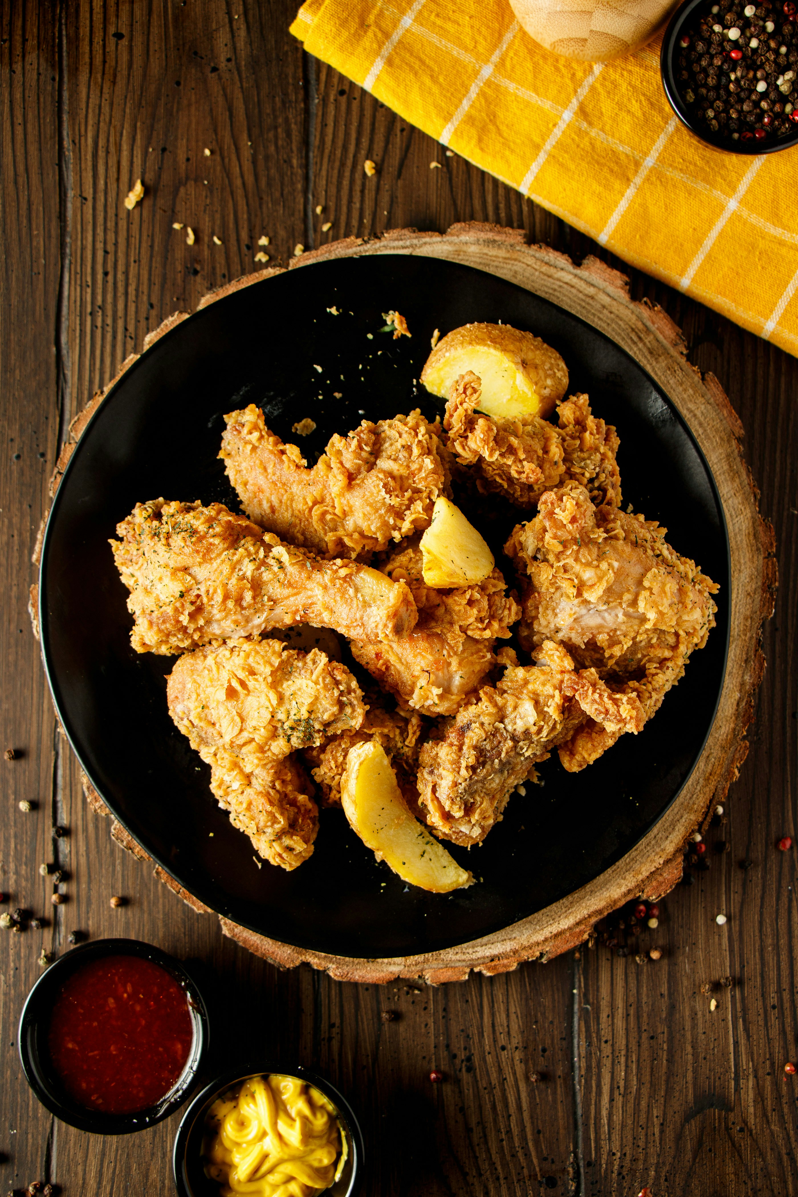 bucket of deep fried chicken